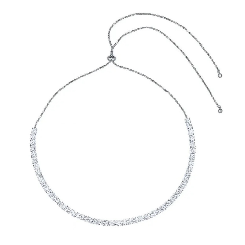 Anna Zuckerman CZ 925 Silver Platinum Plated Tennis Bolo Bracelet